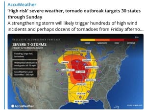 ‘High risk’ severe weather, tornado outbreak targets 30 states through Sunday