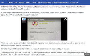 BREAKING: Ky. county orders evacuations after "accidental" release of flood gates