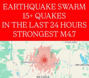 An earthquake swarm over the last 24-hours in Nevada has produced at least 15 earthquakes.