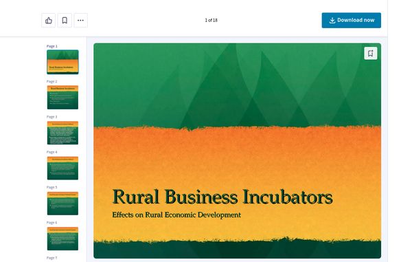 Rural Business Incubators - Effects on Rural Economic Development